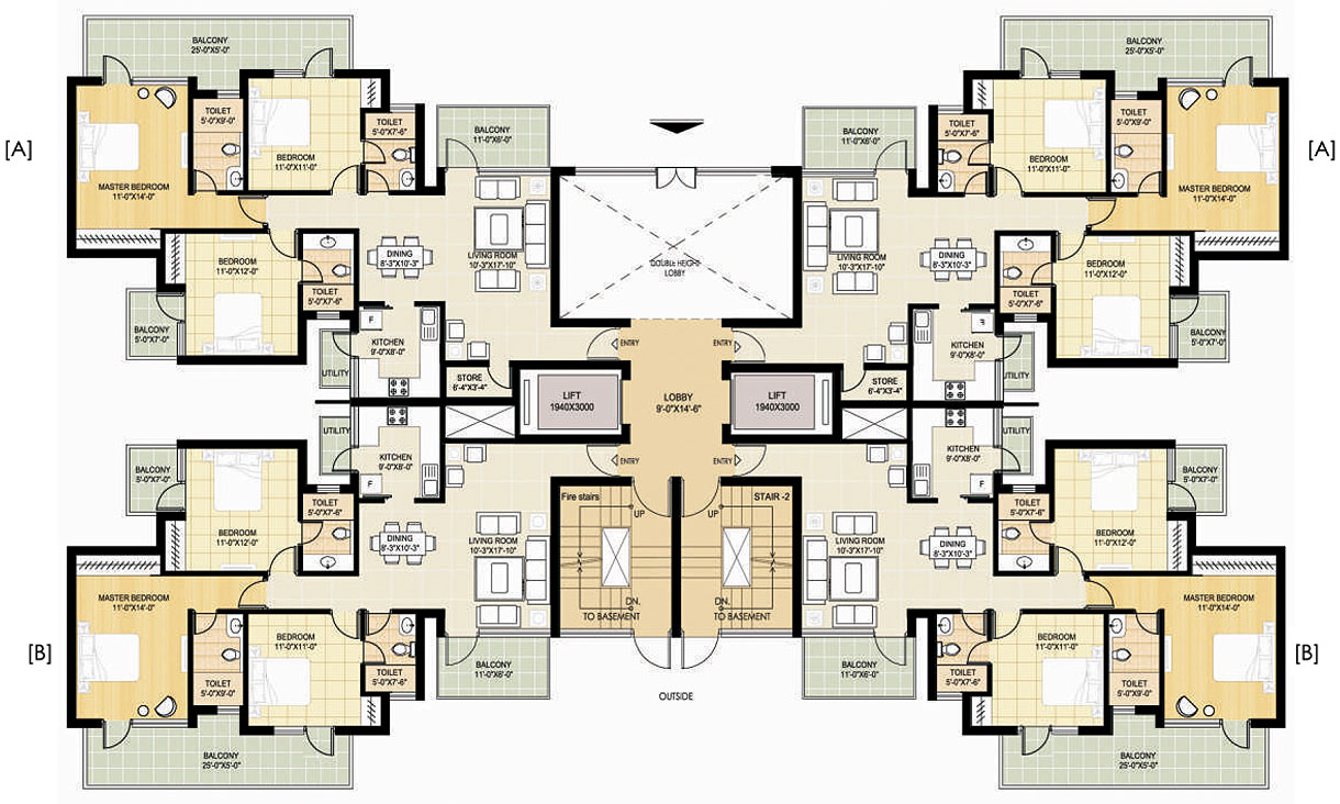 3bhk 3 Unit Apartment Building Floor Plans Image To U